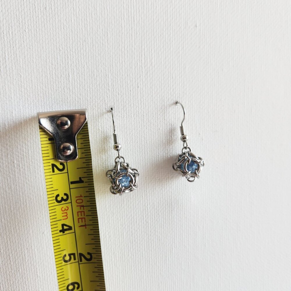 Ice blue quartz and silver ball earrings - Picture 7 of 9